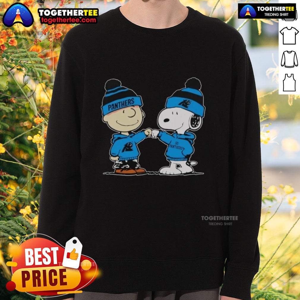 Nice Carolina Panthers Snoopy And Charlie Brown Best Friends Sweatshirt Alt Text: Cozy sweatshirt featuring Snoopy and Charlie Brown, perfect for Carolina Panthers fans and best friends.