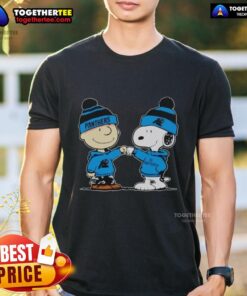 Carolina Panthers Snoopy and Charlie Brown Best Friends T-Shirt featuring vibrant graphics and team colors.