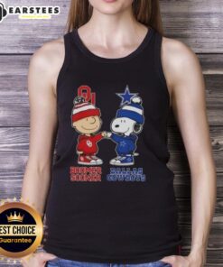 Charlie Brown and Snoopy fist bump on a Dallas Cowboys tank top, perfect for fans of Nice Charlie Brown and Bommer Sooner.