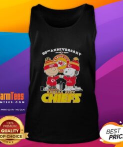 Nice Charlie Brown Touch Hand Snoopy X Kansas City Chiefs 66th Anniversary skyline tank top design for 1960-2026.