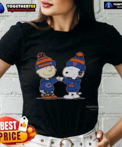 Chicago Bears Snoopy and Charlie Brown Best Friends Ladies Tee featuring vibrant graphics and cozy fit for fans.