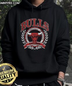 Retro Chicago Bulls NBA logo hoodie with laurel wreath frame for stylish basketball fans.