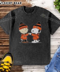 Cincinnati Bengals Snoopy and Charlie Brown graphic on a washed t-shirt, showcasing best friends in team spirit.