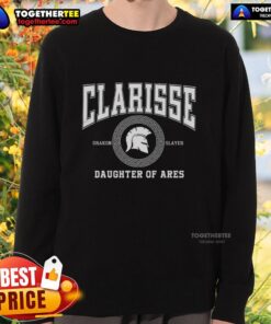 Alt Text: Battle-ready sweatshirt featuring Nice Clarisse, daughter of Ares, showcasing a fierce warrior design.