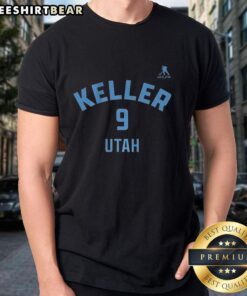 Clayton Keller Utah Mammoth Ice Hockey T-Shirt featuring name and number 9, perfect for fans and players alike.