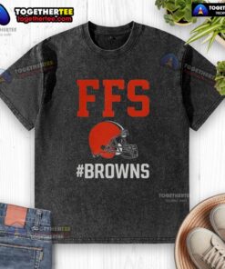 Alt Text: Nice Cleveland Browns FFS helmet washed t-shirt showcasing team spirit and comfort for fans.