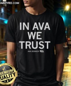 Alt Text: Ava Zediker We Trust T-Shirt featuring Creighton Bluejays basketball logo, perfect for fans and supporters.