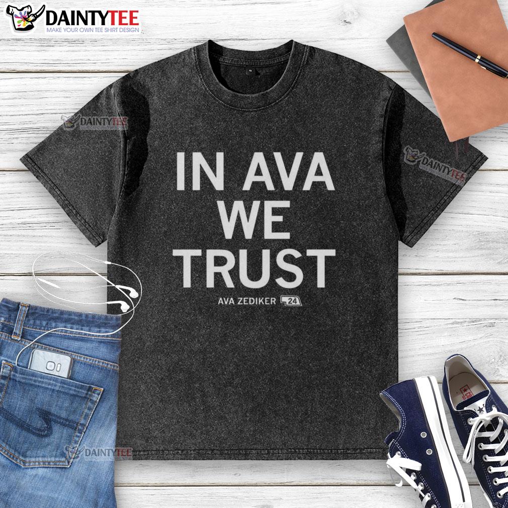 nice-creighton-bluejays-basketball-in-ava-zediker-we-trust-washed-t-shirt Nice Creighton Bluejays basketball t-shirt featuring 'In Ava Zediker We Trust' design, perfect for fans and supporters.