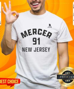 New Jersey Devils Dawson Mercer T-Shirt featuring name and number 91, perfect for ice hockey fans.
