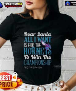 Nice Dear Santa Tee for Ladies: Charlotte Hornets Championship Wish, stylish and festive design for Hornets fans.
