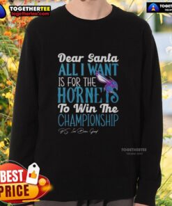 Alt Text: Charlotte Hornets championship sweatshirt featuring a festive 'Dear Santa' message for fans.