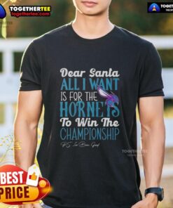 Charlotte Hornets championship T-shirt design with 'Dear Santa, All I Want Is For The Charlotte Hornets To Win' text.