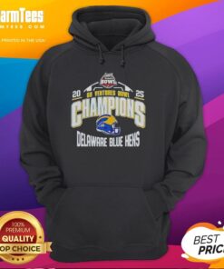 Nice Delaware Blue Hens 2025 Ventures Bowl Champions hoodie featuring a helmet design, perfect for fans and alumni.