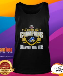 Delaware Blue Hens 2025 Ventures Bowl Champions tank top featuring the mascot, perfect for fans and supporters.