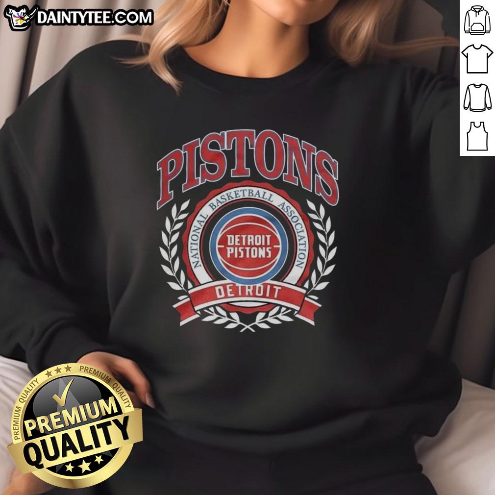 nice-detroit-pistons-national-basketball-association-logo-laurel-wreath-frame-retro-sweatshirt Alt Text: Retro sweatshirt featuring the Detroit Pistons NBA logo framed by a laurel wreath, perfect for basketball fans.