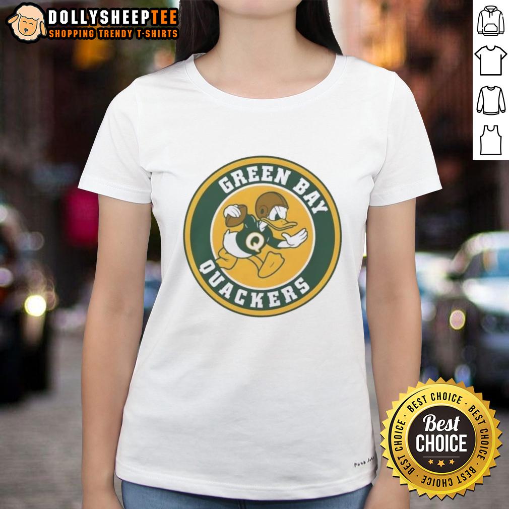 Nice Disney Green Bay Quackers Pro Football Spoof Ladies Tee Green Bay Quackers Pro Football spoof ladies tee with a fun Disney design, perfect for fans and casual wear.
