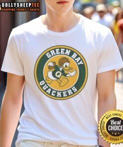 Funny Disney Green Bay Quackers Pro Football spoof T-shirt featuring a whimsical duck design and vibrant colors.