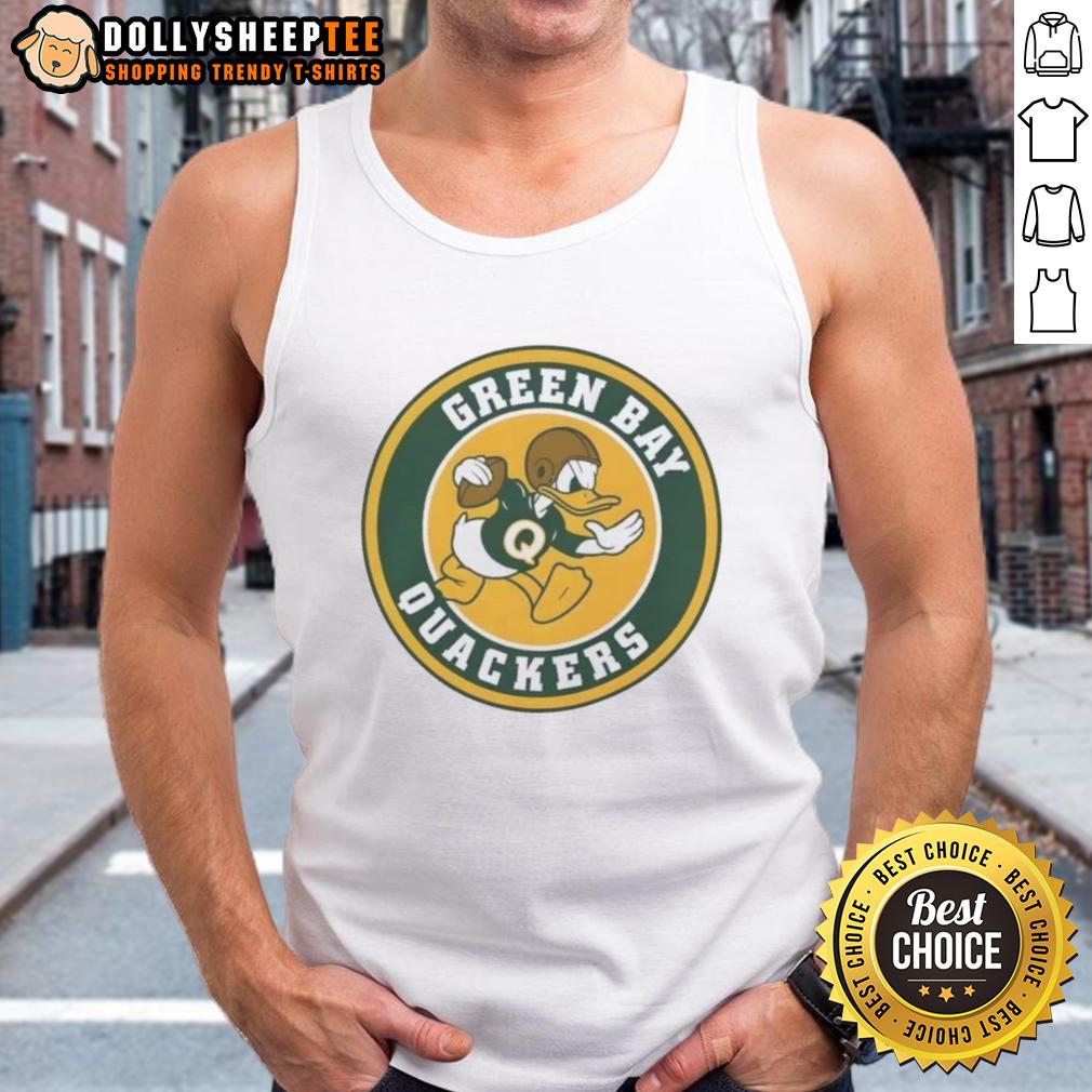 Nice Disney Green Bay Quackers Pro Football Spoof Tank Top Nice Disney Green Bay Quackers Pro Football spoof tank top featuring a fun cartoon duck design for fans.
