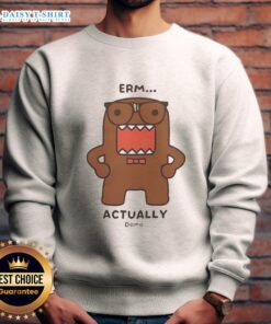 Alt Text: Cozy Nice Domo Kun Erm Actually Monster cartoon sweatshirt featuring a colorful monster design perfect for fans.