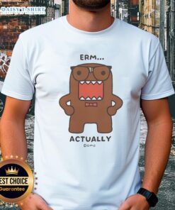 Nice Domo-Kun Erm Actually Monster cartoon T-shirt featuring a playful design of the iconic character.