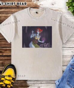 Stylish Nice Dunmer Dark Elf washed t-shirt featuring a detailed graphic of a Dark Elf, perfect for fantasy enthusiasts.