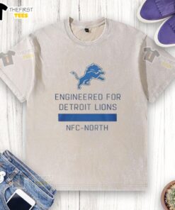 Nice Engineered for Detroit Lions NFC North washed t-shirt featuring team logo and vibrant colors, perfect for fans.