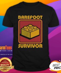 Nice Foot Brick Survivor T-Shirt featuring a playful barefoot Lego design, perfect for Lego enthusiasts and fans.