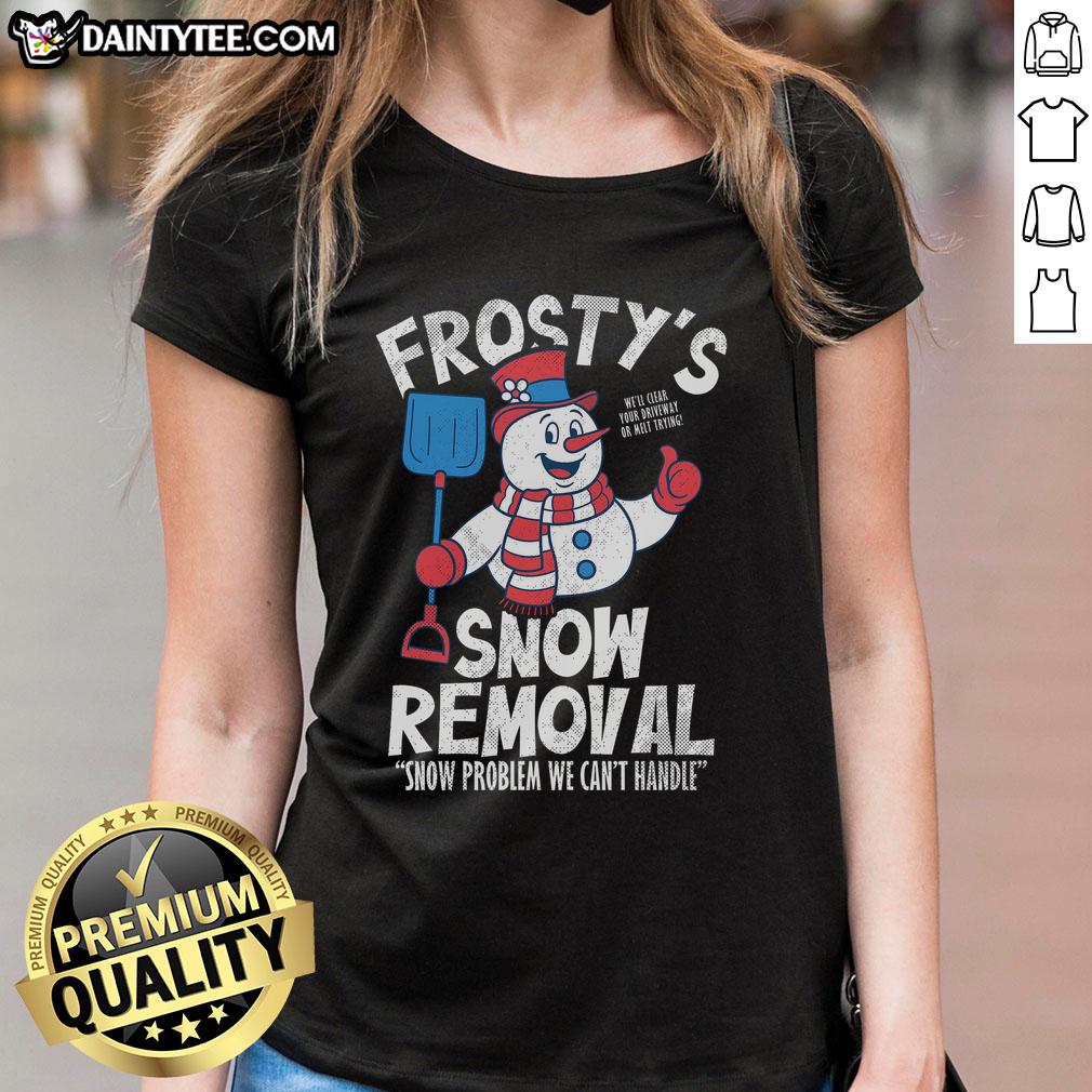 nice-frostys-snow-removal-ladies-tee Nice Frosty's Snow Removal Ladies Tee featuring a stylish winter design, perfect for snow lovers and cozy wear.