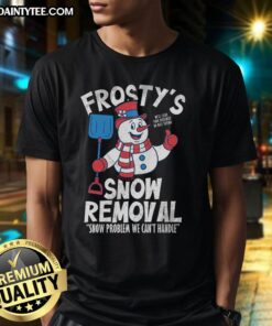 Nice Frostys Snow Removal T-Shirt featuring a stylish design for winter enthusiasts and snow removal professionals.