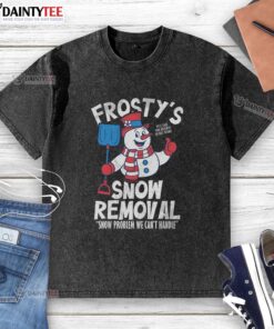 Nice Frostys Snow Removal washed t-shirt featuring a stylish design for winter enthusiasts and snow removal professionals.