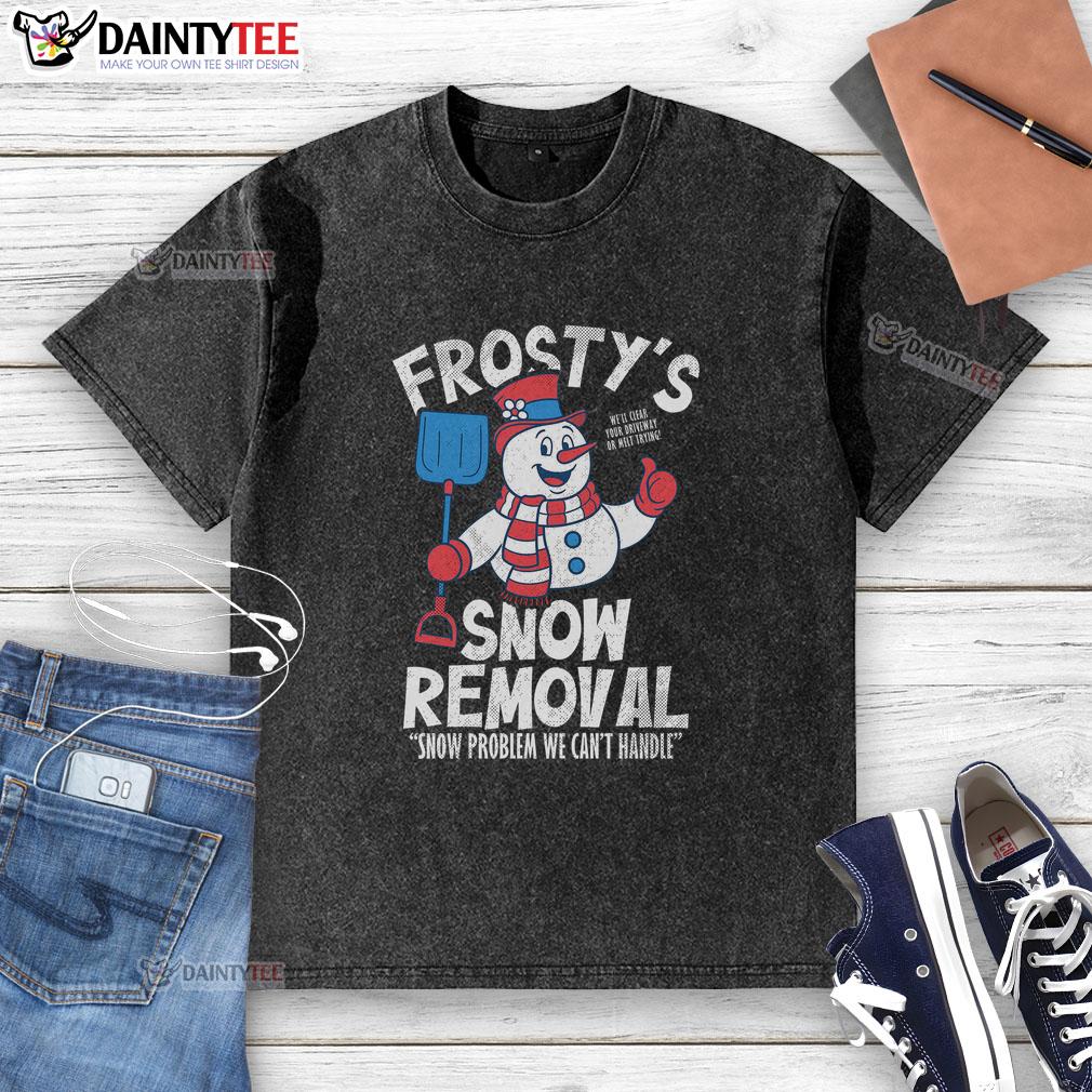 nice-frostys-snow-removal-washed-t-shirt Nice Frostys Snow Removal washed t-shirt featuring a stylish design for winter enthusiasts and snow removal professionals.