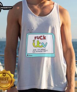 Stylish tank top featuring 'Nice Fuck It' slogan, perfect for ITV News fans seeking bold fashion statements.