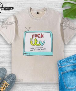 Nice Fuck It t-shirt featuring ITV News design; bold statement on a washed cotton fabric, perfect for casual wear.