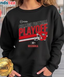 Nice Georgia Bulldogs Football 2025 CFB Playoff stripe sweatshirt featuring team colors and logo.