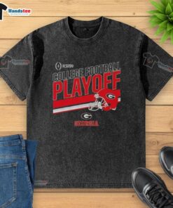 Nice Georgia Bulldogs Football 2025 CFB Playoff Stripe Washed T-Shirt featuring bold team colors and logo design.