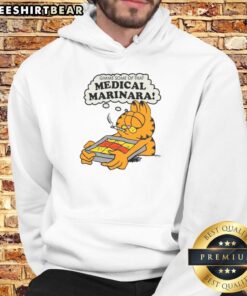 Stylish ivory hoodie featuring 'Nice Gimme Some of That Medical Marinara' design, perfect for cannabis enthusiasts.