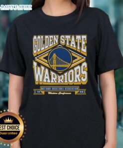 Alt Text: Stylish Nice Golden State Warriors Heater Ladies Tee featuring team colors and logo for passionate fans.