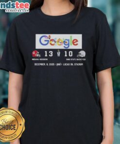 Indiana Hoosiers vs Ohio State Buckeyes ladies tee at Lucas Oil Stadium, showcasing team spirit and style.