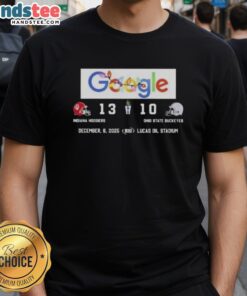 Nice Google Indiana Hoosiers vs Ohio State Buckeyes T-Shirt featuring Lucas Oil Stadium design for fans.