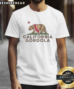 Alt Text: Vintage 'Nice Gordola California Bear' T-shirt featuring California Republic wordplay design and bear graphic.