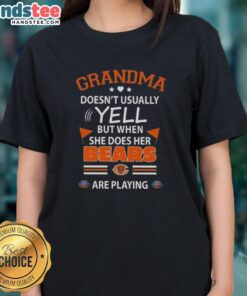 Funny Chicago Bears ladies tee featuring a nice grandma who yells during football games, perfect for fans and gifts.