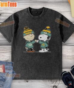 Alt Text: Nice green Bay Packers Snoopy and Charlie Brown best friends washed t-shirt featuring vibrant graphics and comfortable fit.