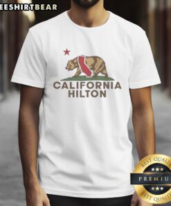 Vintage Nice Hilton California Bear T-Shirt featuring California Republic wordplay design, perfect for casual wear.