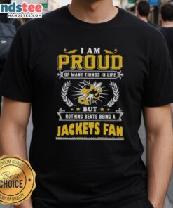 Georgia Tech Yellow Jackets fan t-shirt with 'I Am Proud Of Many Things In Life' slogan, showcasing team spirit and pride.