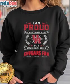 Houston Cougars fan sweatshirt highlighting pride in Houston Cougars sports and team spirit.