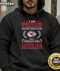 Kansas City Chiefs fan hoodie with 'Proud of Many Things' text, perfect for showing team spirit and loyalty.