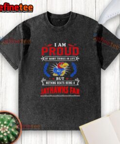 Alt Text: Proud Kansas Jayhawks fan t-shirt showcasing loyalty and spirit for the team with vibrant colors and playful design.