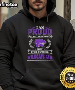 Cozy hoodie featuring 'Proud Kansas State Wildcats Fan' design, perfect for showing team spirit and pride.