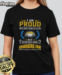 Alt Text: Ladies tee showcasing pride in being a Los Angeles Chargers fan with stylish design and vibrant colors.