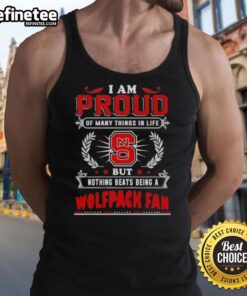 NC State Wolfpack fan proudly wearing a tank top that celebrates their love for the team and school spirit.